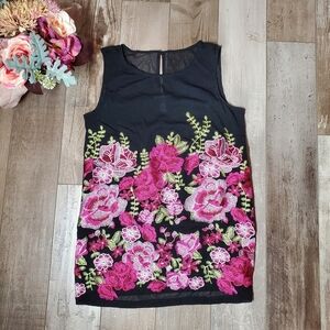 INC International Concepts Stitched Floral Tank Top Size Small EUC